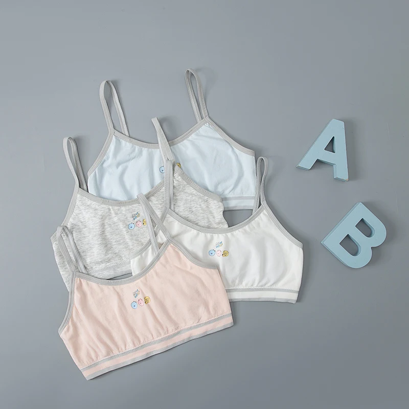 Summer soft girl bra sports camisole girl baby pure cotton breathable 3 small cartoon pattern inner mesh thin cotton top 
Summer soft girl bra sports camisole girl baby pure cotton breathable 3 small cartoon pattern inner mesh thin cotton top