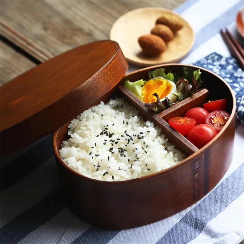 

Деревянная коробочка для обедов японский Портативный Bento Коробки Еда контейнер с отсеком для пикника Деревянный чехол для дома и сада