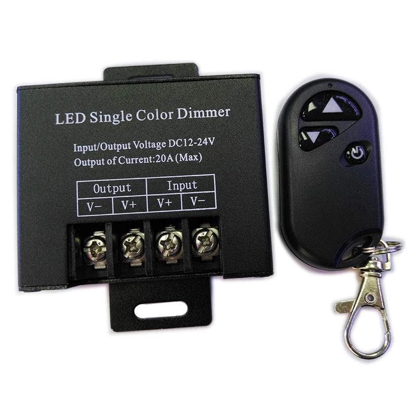 DC12-24V 20A Single color Channel LED Dimmer Controller with 3Key Wirelss RF Remote for Single Color 5050 3528 LED Strip light
DC12-24V 20A Single color Channel LED Dimmer Controller with 3Key Wirelss RF Remote for Single Color 5050 3528 LED Strip light