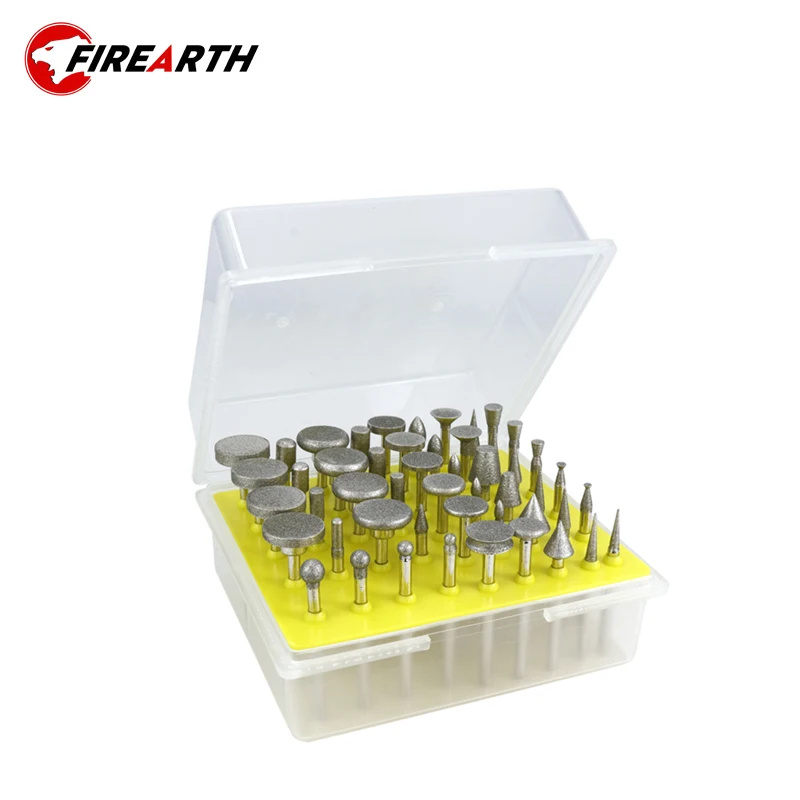 

50pcs 3mm Shank Diamond Tipped Rotary Burrs Set Diamond Grinding Carving Burrs for Rotary Tools