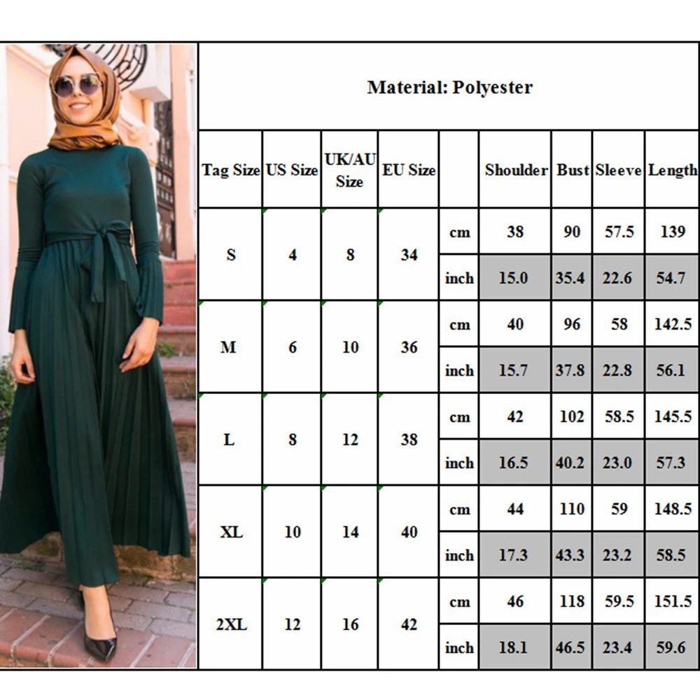 Lugentolo Long Dress Women Muslim Fashion Dubai Abaya Pleated Flared Long Sleeves High Waist Round Neck Solid Womens Dresses
Lugentolo Long Dress Women Muslim Fashion Dubai Abaya Pleated Flared Long Sleeves High Waist Round Neck Solid Womens Dresses