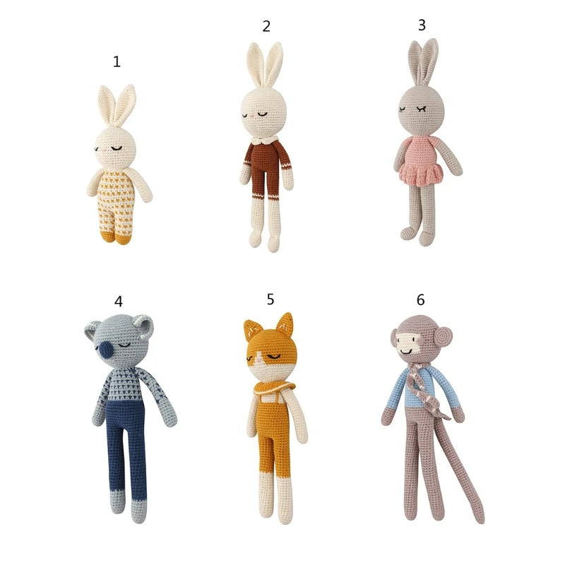 New Handmade Crochet Baby kawaii Bunny Plush Rabbit Dolls Newborn Sleeping Toy Rattle Christmas Gifts | Игрушки и хобби
