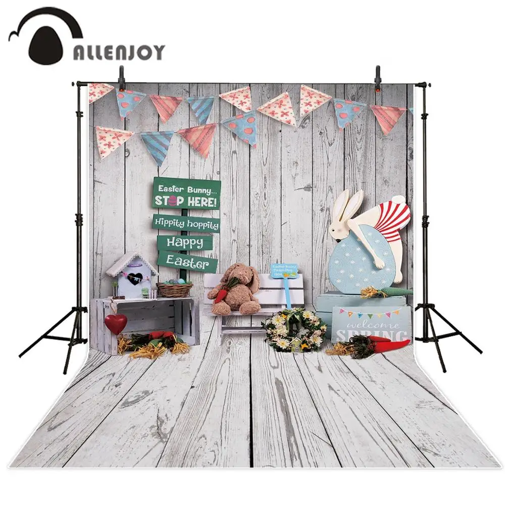 Allenjoy весенний фон с серой Деревянной Стеной пасхальным кроликом для детской