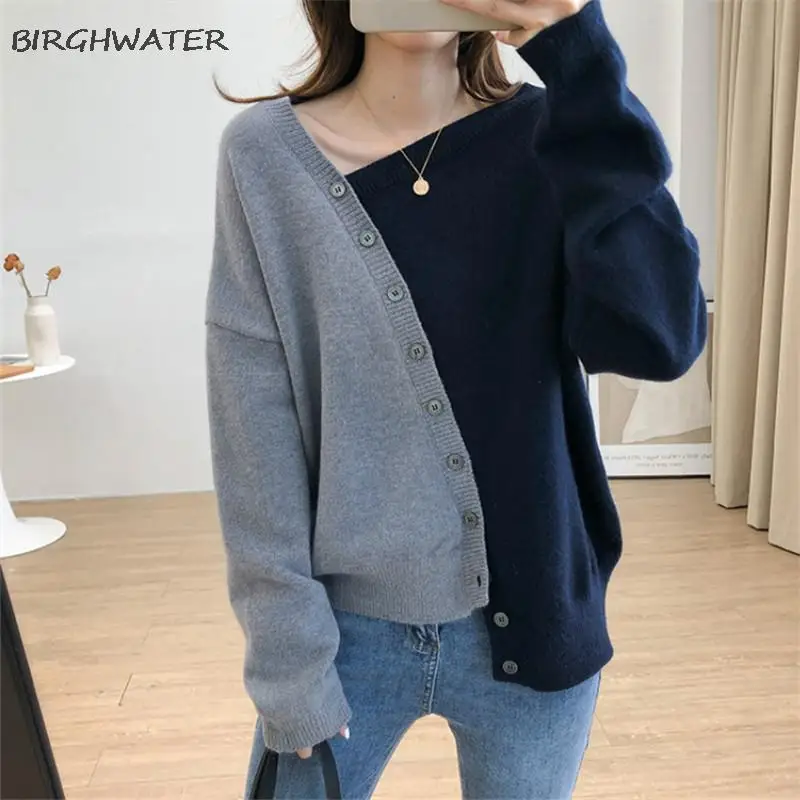 Women Cardigans Sweater Autumn Contrast Color Long Sleeve Knitted Loose Cardigan Fashion Single Breasted Street Sweaters Tops
Women Cardigans Sweater Autumn Contrast Color Long Sleeve Knitted Loose Cardigan Fashion Single Breasted Street Sweaters Tops