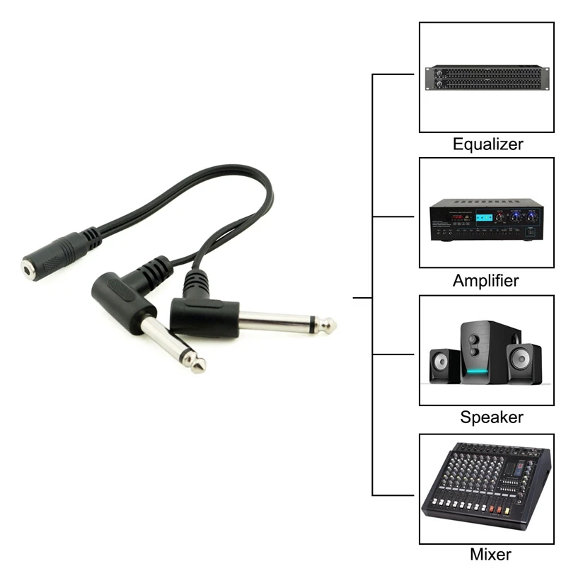 3.5mm Mini 1/8 inch TRS Stereo Female Jack to Dual 1/4 6.35mm Male Plug Mono TS Right Angle Audio Adapter Y Splitter Cable | Электроника