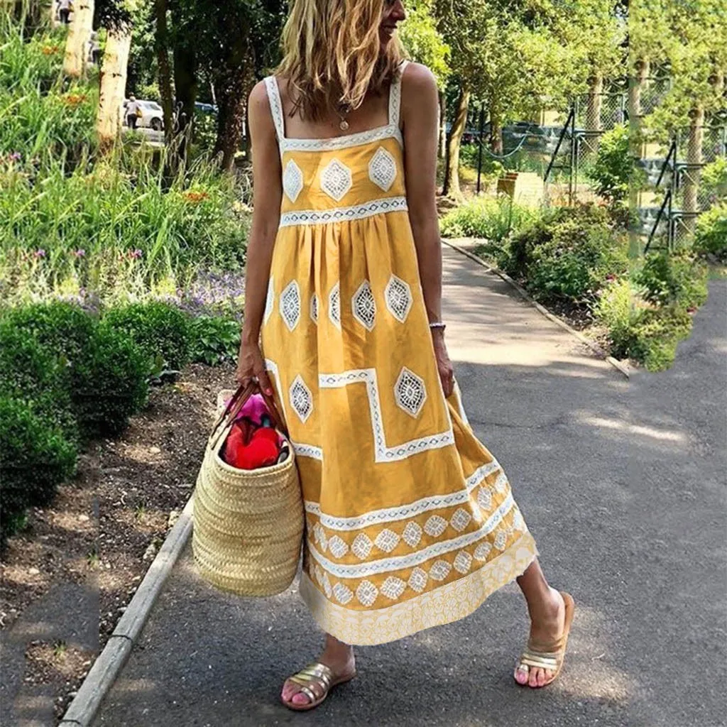 2021 New Women Summer Casual Dress Boho Print U-neck Short Sleeve Big Swing Maxi Dress Daily Fashion Comfy Loose Dress Vestidos
2021 New Women Summer Casual Dress Boho Print U-neck Short Sleeve Big Swing Maxi Dress Daily Fashion Comfy Loose Dress Vestidos