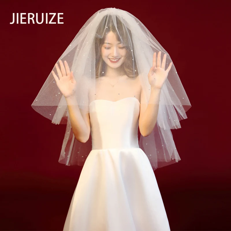 JIERUIZE блестящая короткая свадебная фата двухслойная свадебная фата с гребнем Свадебные аксессуары 2021
JIERUIZE блестящая короткая свадебная фата двухслойная свадебная фата с гребнем Свадебные аксессуары 2021