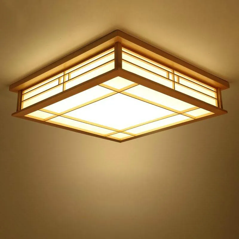 

Светодиодный деревянный квадратный потолочный светильник с татами, лампа в японском Корейском стиле для балкон фойе, спальни, гостиной