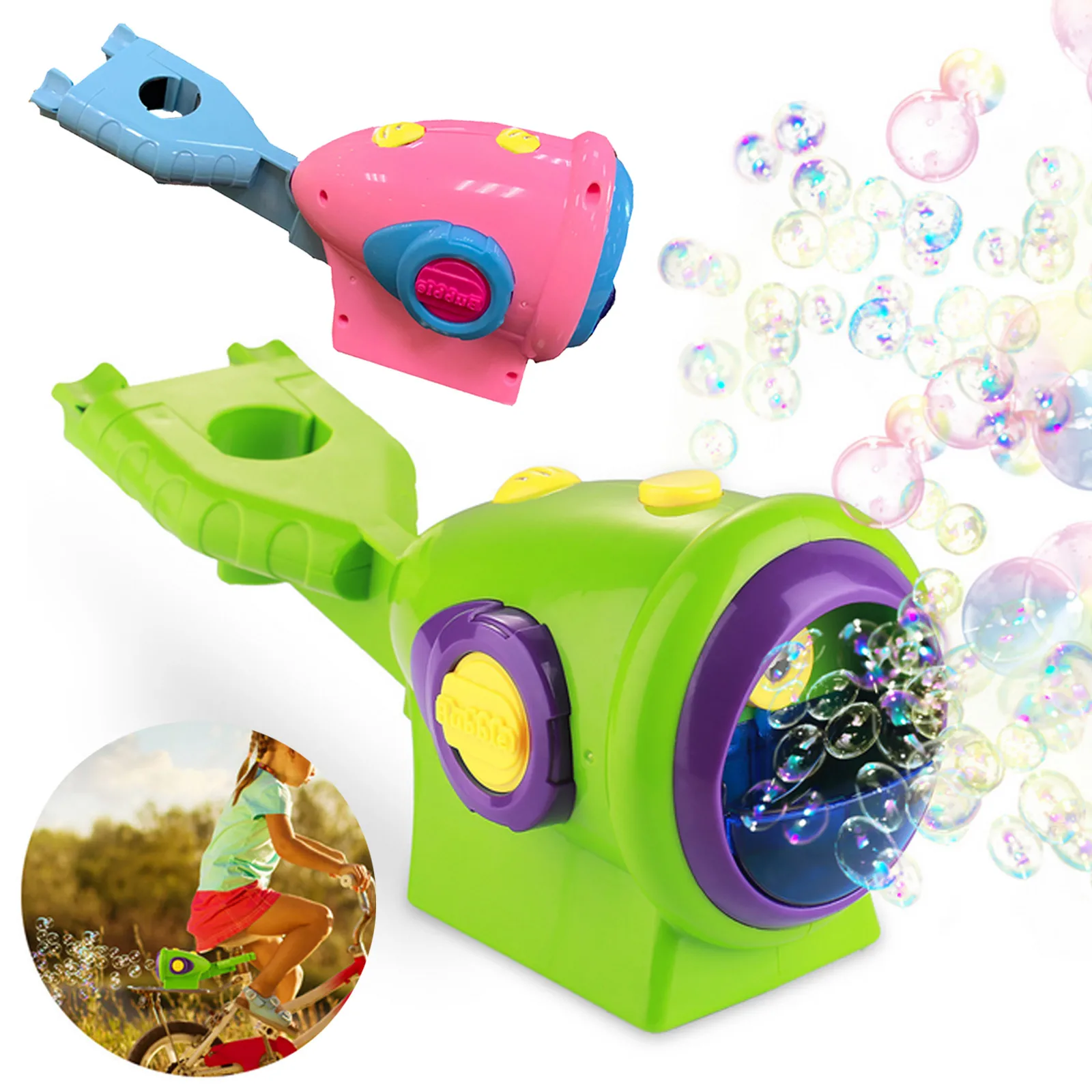 Bike Bubble Machine Automatic Bubble Blower Maker Install on Bicycle for Kids Children Outdoor Indoor Party Games Toy 
Bike Bubble Machine Automatic Bubble Blower Maker Install on Bicycle for Kids Children Outdoor Indoor Party Games Toy