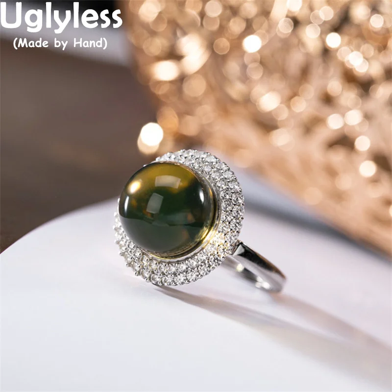 

Uglyless Transformed Dual Use New Fashion High End Jewelry for Women Nature Blue Amber Rings Pendants Crystals 925 Silver Bijoux