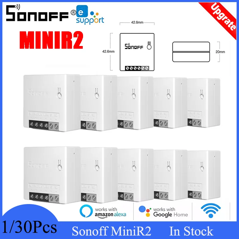 Беспроводной двухсторонний Wi-Fi переключатель Sonoff Mini R2 с поддержкой Alexa и Google Home |