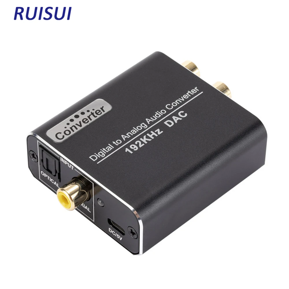 192kHz Digital to Analog Audio Converter DAC Digital Coaxial Optical Toslink to Analog 3.5mm Jack RCA (L/R) Stereo Audio Adapter
192kHz Digital to Analog Audio Converter DAC Digital Coaxial Optical Toslink to Analog 3.5mm Jack RCA (L/R) Stereo Audio Adapter