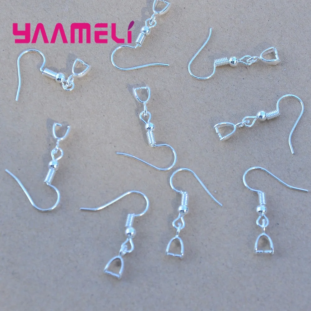 50PCS Genuine 925 Sterling Silver Clasp Hook Earrings Pinch Bail Connector Component Jewellery Making Findings for Bead Crystal | Украшения