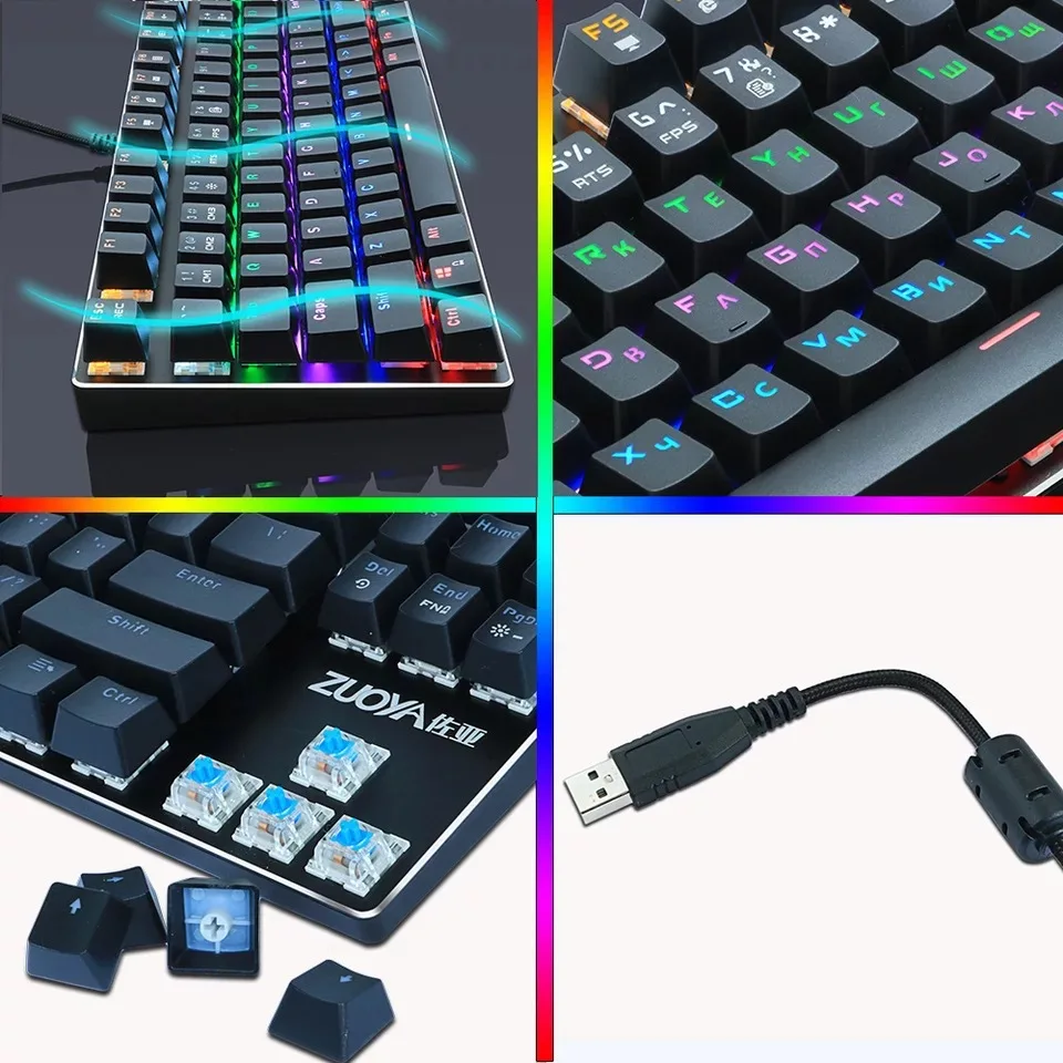 Russian English keyboard gaming keyboard 87 key green axis red axis mechanical keyboard wired backlit keyboard for gamer Office
Russian English keyboard gaming keyboard 87 key green axis red axis mechanical keyboard wired backlit keyboard for gamer Office