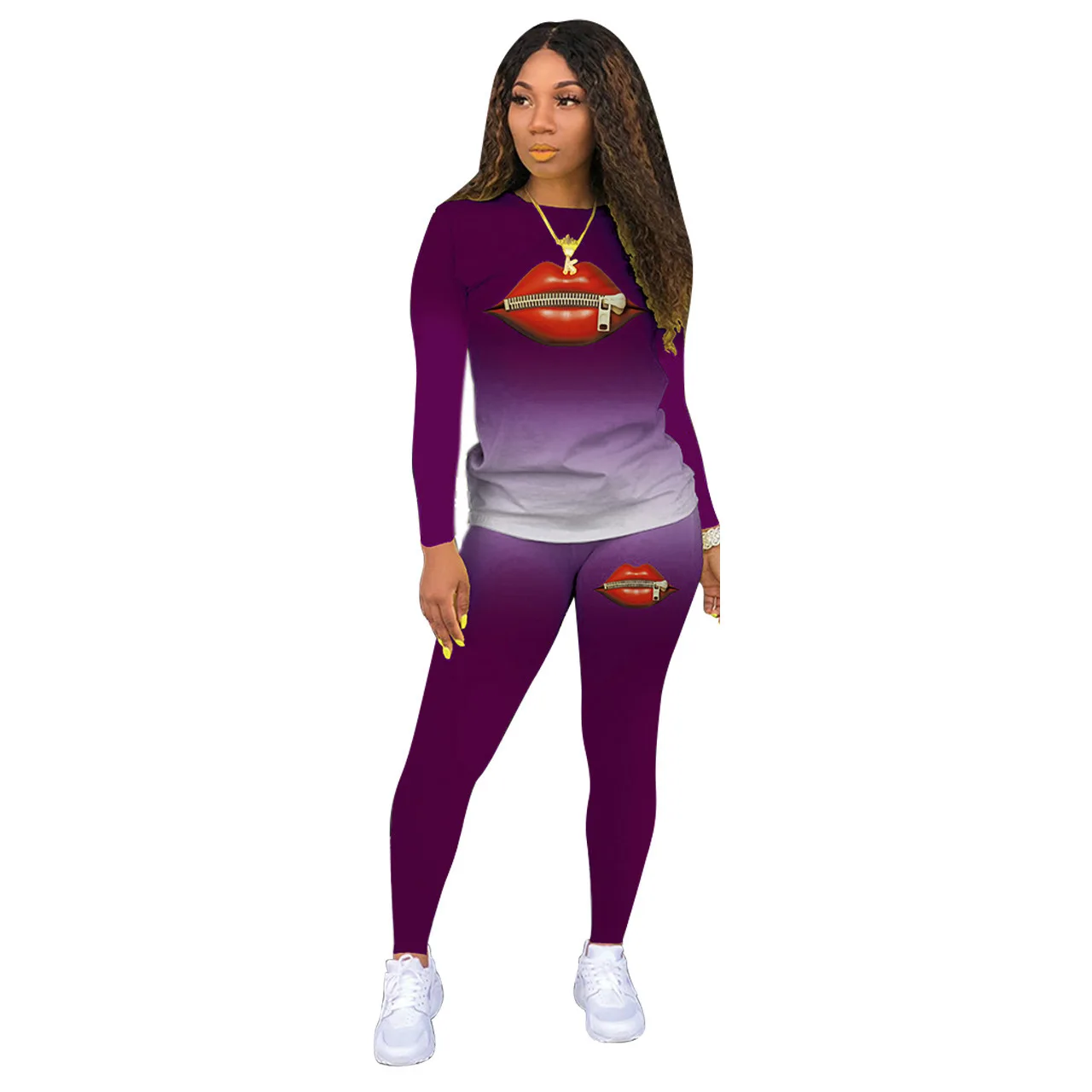 New women's casual long sleeve trousers home service big lips gradient solid color two-piece suit women
New women's casual long sleeve trousers home service big lips gradient solid color two-piece suit women