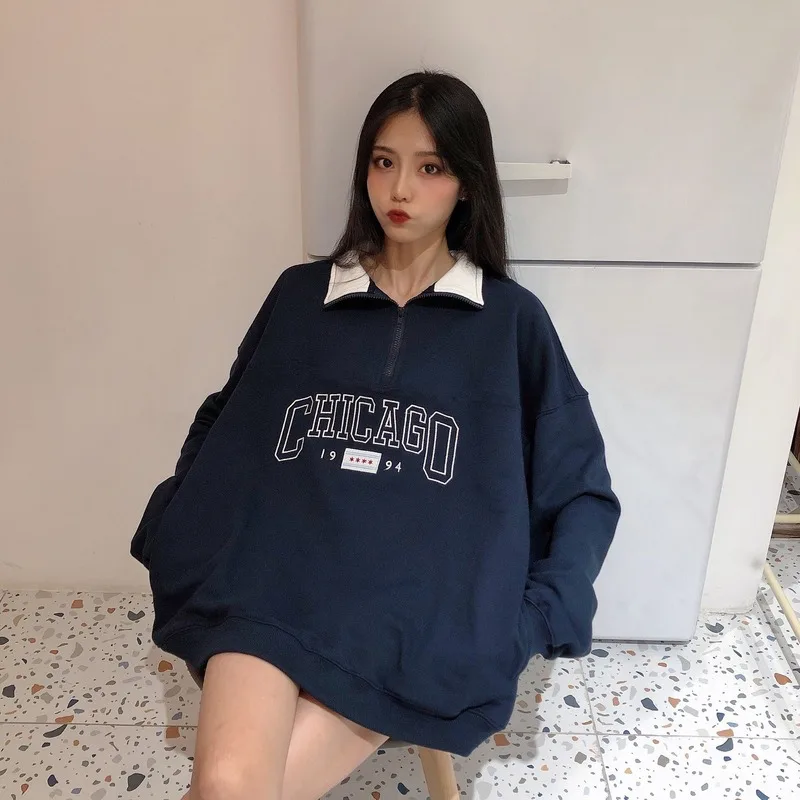 American Vintage Polo Collar Letter Print Zip Up Oversized Sweatshirt Women Thin Loose Brand Fashion Pullovers Teens Streetwear
American Vintage Polo Collar Letter Print Zip Up Oversized Sweatshirt Women Thin Loose Brand Fashion Pullovers Teens Streetwear