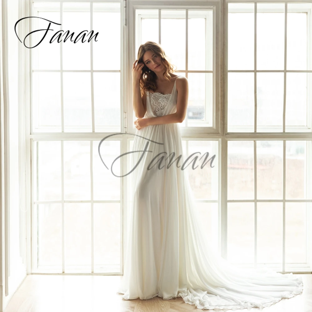 V-Neck Beading Spaghetti Straps Lace Appliques Wedding Dresses Backless Chiffon Bridal Gown vestido de noiva robe de mariée
V-Neck Beading Spaghetti Straps Lace Appliques Wedding Dresses Backless Chiffon Bridal Gown vestido de noiva robe de mariée