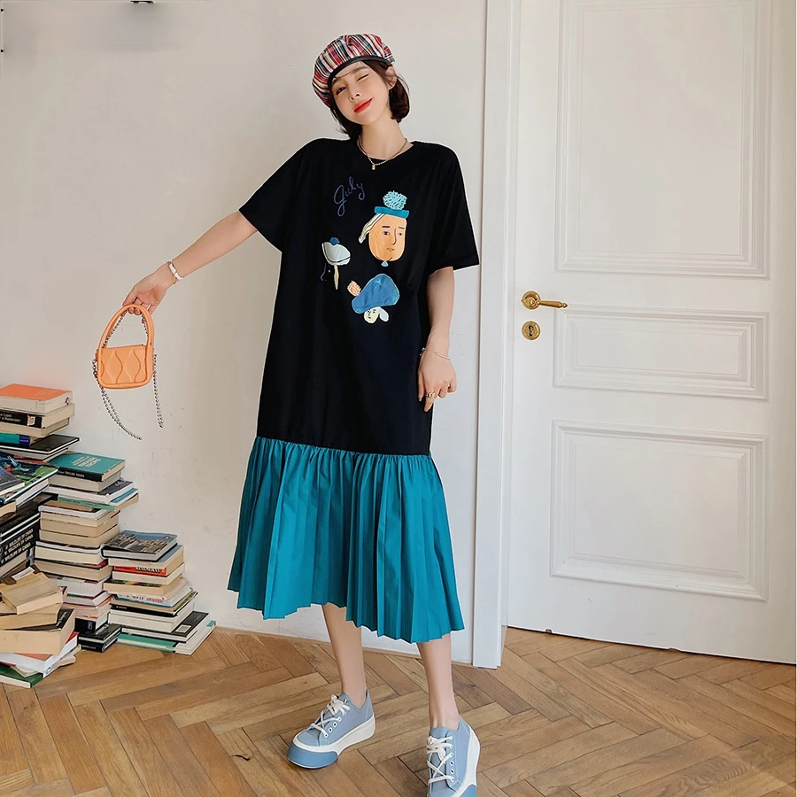 2021 Korean New Long Dress Loose Creasing Hem Woman Dress Vestidos Robe Printing Summer Dress
2021 Korean New Long Dress Loose Creasing Hem Woman Dress Vestidos Robe Printing Summer Dress