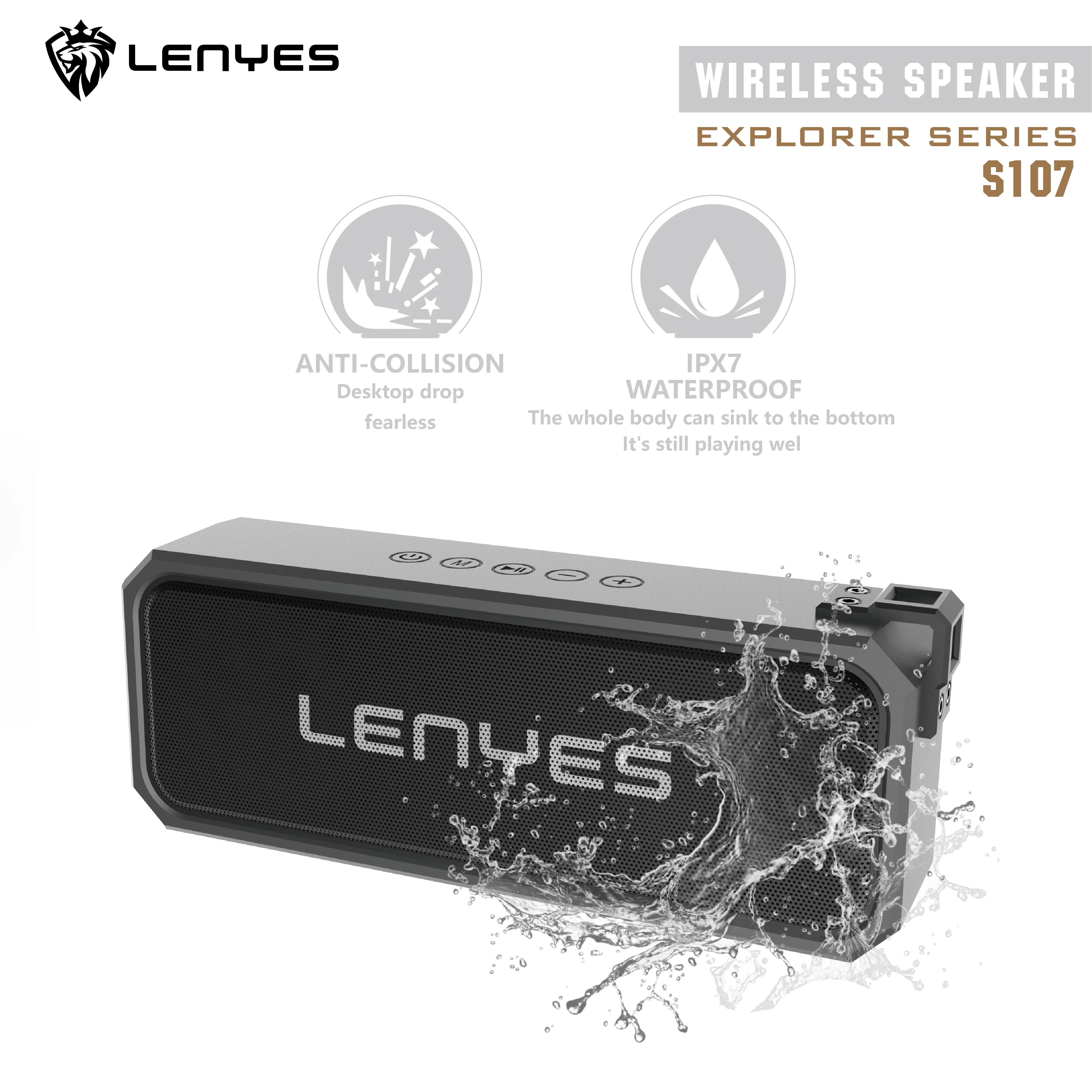 Водонепроницаемая Bluetooth Колонка Lenyes TWS портативный стерео динамик IPX 7 сабвуфер