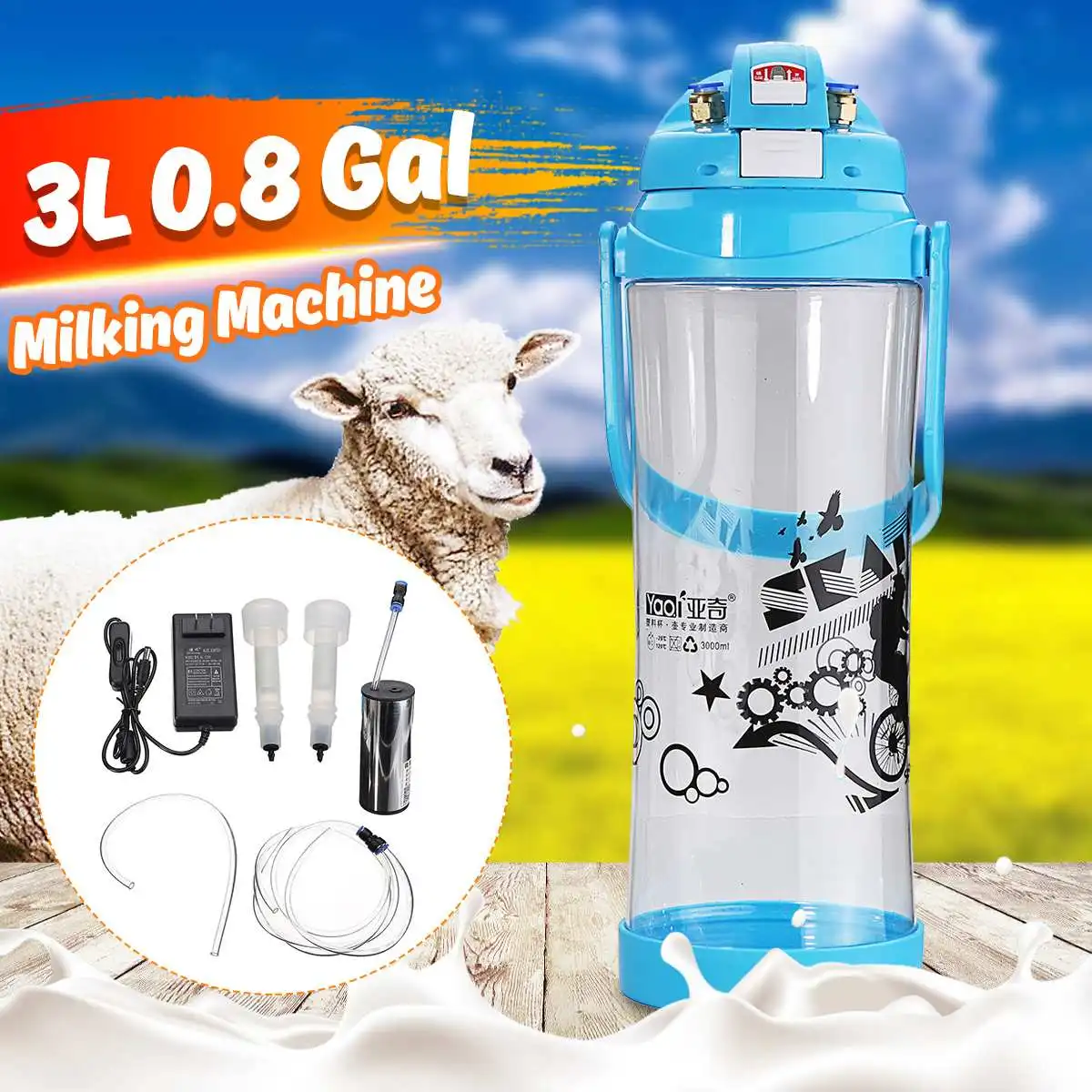3L Cow Milking Machine Dual Head Vacuum Pump Electric Milking Machine For Farm Pasture Cows Goats Bucket Cow Goat Sheep Milker
3L Cow Milking Machine Dual Head Vacuum Pump Electric Milking Machine For Farm Pasture Cows Goats Bucket Cow Goat Sheep Milker