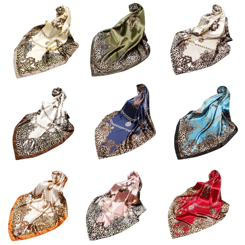 90x90cm Ladies Faux Silk European Retro Shawl Contrast Color Leopard Square Scarf Metal Chain Print Neckerchief Handbag 85WB
90x90cm Ladies Faux Silk European Retro Shawl Contrast Color Leopard Square Scarf Metal Chain Print Neckerchief Handbag 85WB
