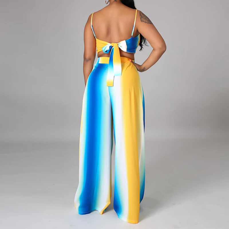 Summer Women Gradient Sleeveless Starp Back Lace Up Short Top & Wide Leg Pant Casual Two Piece Set Pant Set
Summer Women Gradient Sleeveless Starp Back Lace Up Short Top & Wide Leg Pant Casual Two Piece Set Pant Set
