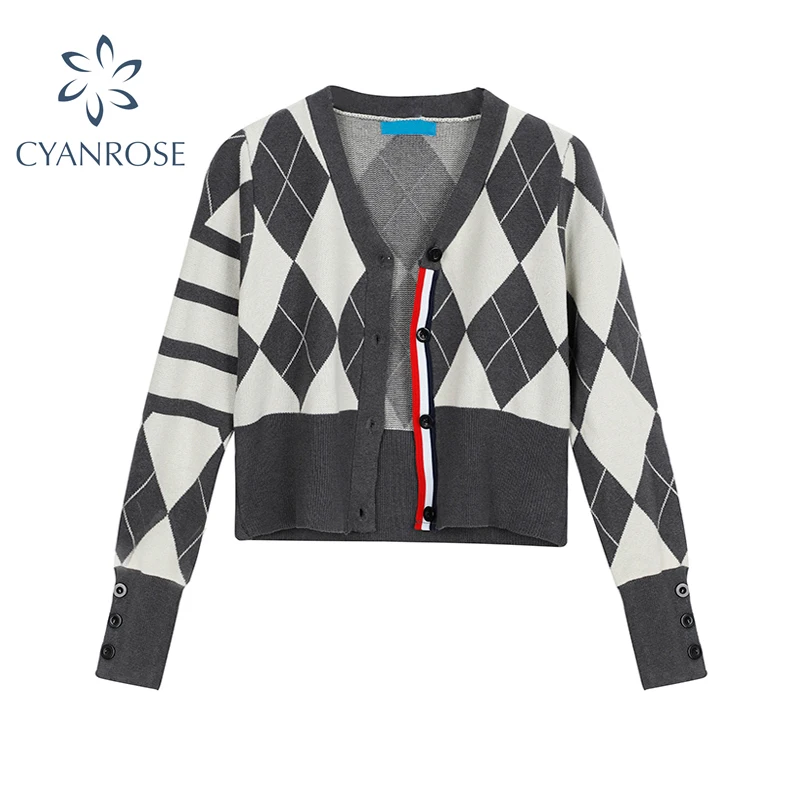 Vintage Argyle Knit Cardigans Sweater Female Autumn New 2021 Long Sleeve V Neck Plaid Sweaters Casual Preppy Style Women Jacket
Vintage Argyle Knit Cardigans Sweater Female Autumn New 2021 Long Sleeve V Neck Plaid Sweaters Casual Preppy Style Women Jacket