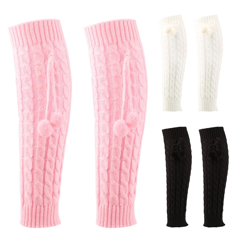 Women Winter Cable Knitted Leg Warmers with Plush Ball Bowknot Crochet Boot Cuffs Toppers Student Lolita Knee High Socks
Women Winter Cable Knitted Leg Warmers with Plush Ball Bowknot Crochet Boot Cuffs Toppers Student Lolita Knee High Socks