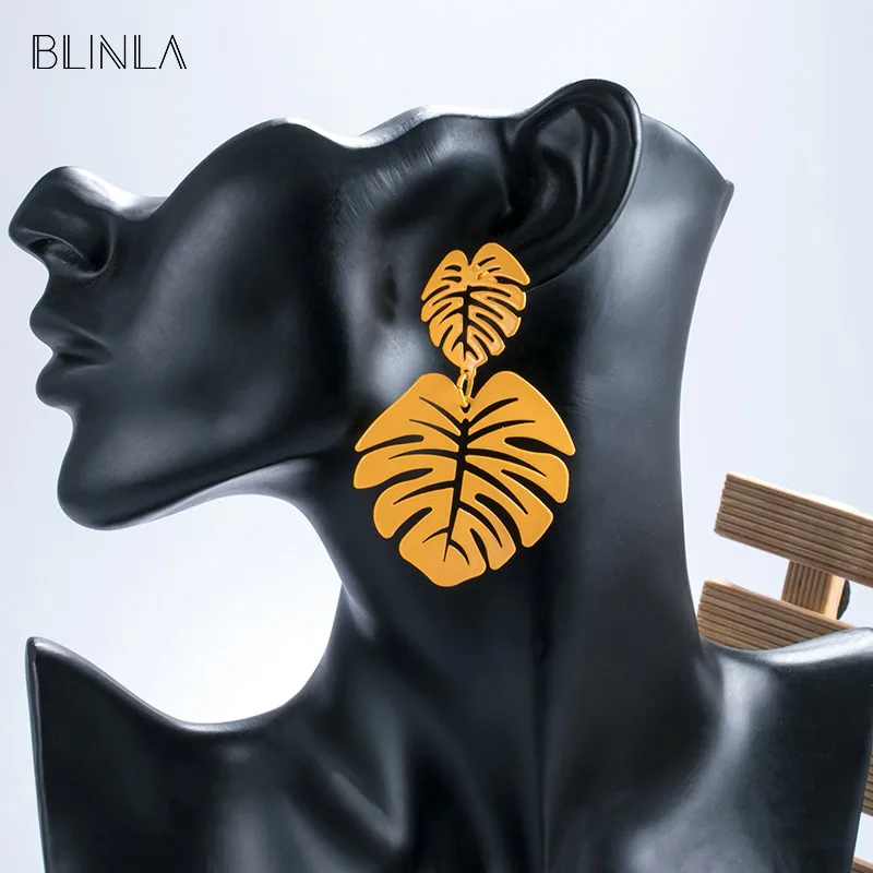 BLINLA 2019 Fashion Vintage Statement Gold Big Drop Earrings for Women Tropical Beach Leaf Metal Dangle Hanging Earring Jewelry
BLINLA 2019 Fashion Vintage Statement Gold Big Drop Earrings for Women Tropical Beach Leaf Metal Dangle Hanging Earring Jewelry
