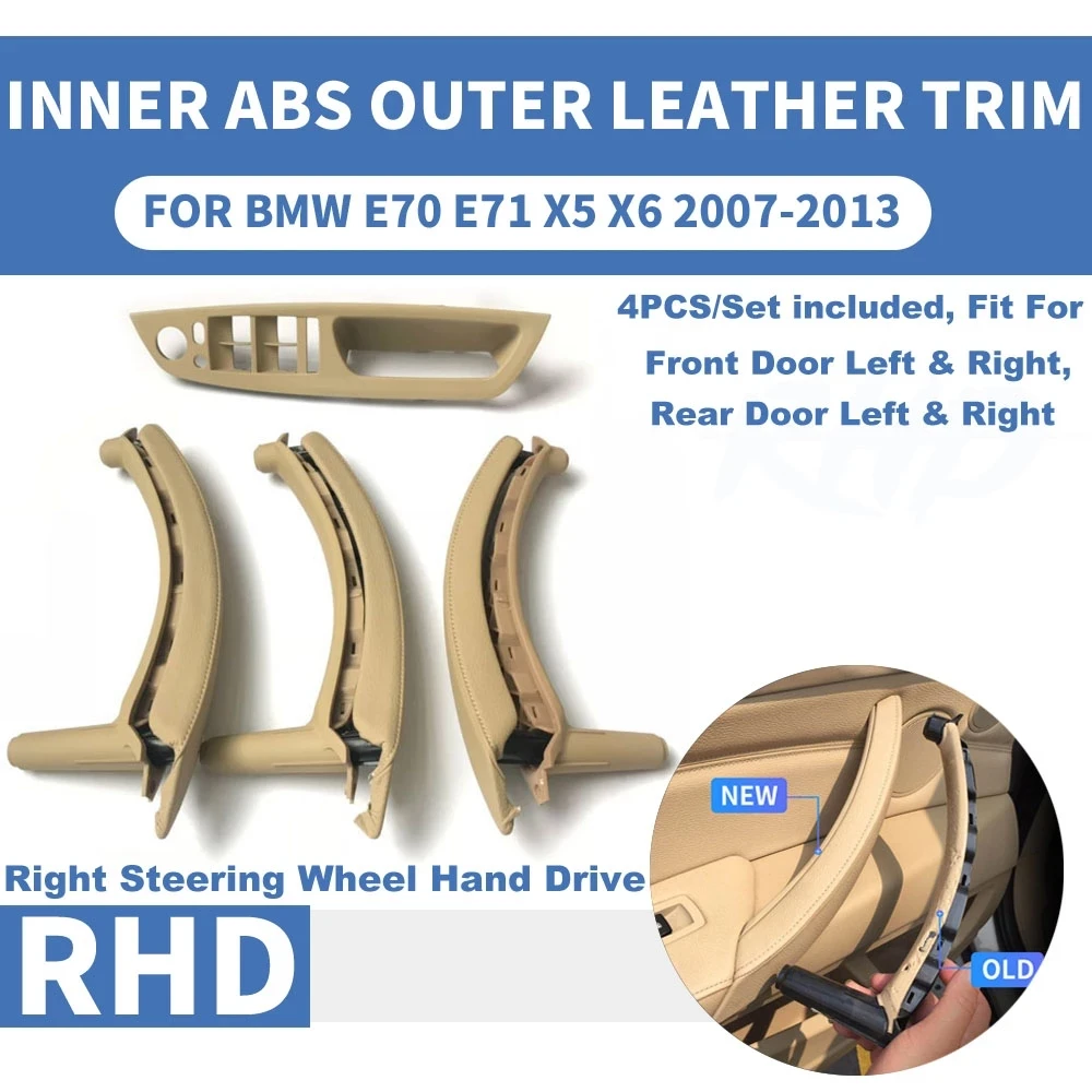 RHD Right Hand Drive Beige Car Inner Interior Door Pull Handle Trim Cover W/ Outer Leather Armrest For BMW E70 E71 X5 X6 07-2013
RHD Right Hand Drive Beige Car Inner Interior Door Pull Handle Trim Cover W/ Outer Leather Armrest For BMW E70 E71 X5 X6 07-2013
