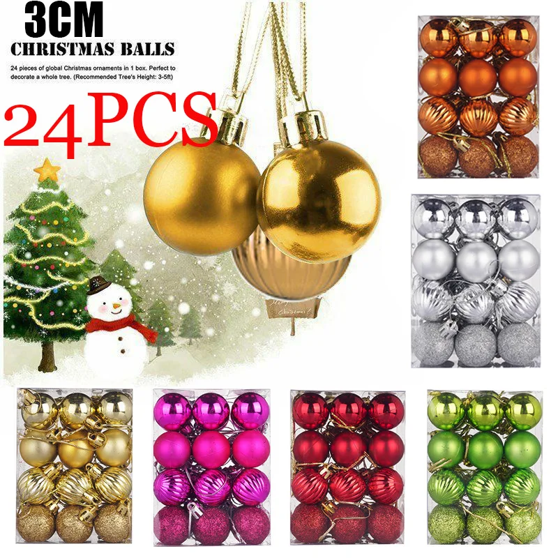 24pcs 30mm Christmas Xmas Tree Ball Ornament Hanging High Quality DIY Party Supplies Christmas Decoration for Home New Year Gift
24pcs 30mm Christmas Xmas Tree Ball Ornament Hanging High Quality DIY Party Supplies Christmas Decoration for Home New Year Gift
