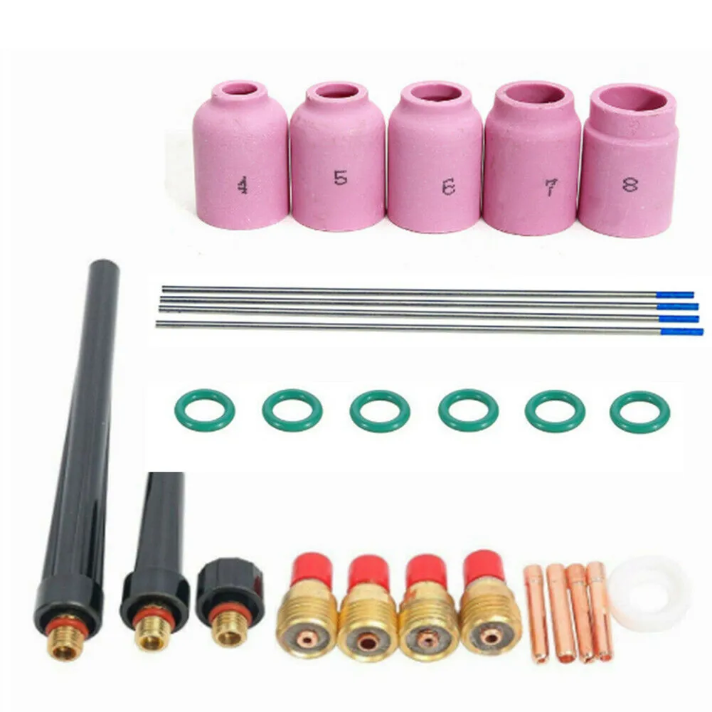 31Pcs Welding Accessories Set TIG Welding Torch Stubby Gas Lens Glass Cup Tool Kit For WP-9 WP-20 WP-25 TIG Welding Gun
31Pcs Welding Accessories Set TIG Welding Torch Stubby Gas Lens Glass Cup Tool Kit For WP-9 WP-20 WP-25 TIG Welding Gun