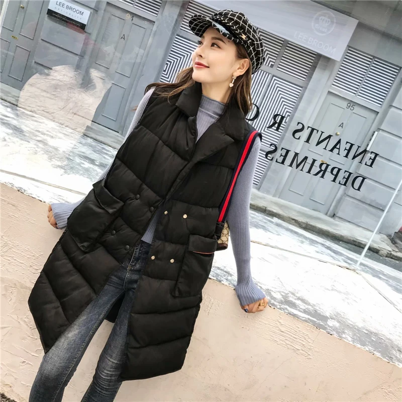 2020 New Winter Long Sleeveless Vest Coats Thicken Warm Cotton Padded Jacket Vests Fashion Big Pocket Women Vest
2020 New Winter Long Sleeveless Vest Coats Thicken Warm Cotton Padded Jacket Vests Fashion Big Pocket Women Vest
