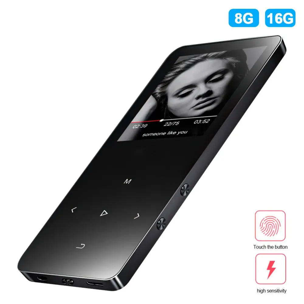 Mp3-плеер с 2,5-дюймовым экраном и Bluetooth-динамиком, встроенная сенсорная клавиша, 8 ГБ, 16 ГБ, Hi-Fi, металлический портативный мини-плеер с радио, FM 
Mp3-плеер с 2,5-дюймовым экраном и Bluetooth-динамиком, встроенная сенсорная клавиша, 8 ГБ, 16 ГБ, Hi-Fi, металлический портативный мини-плеер с радио, FM