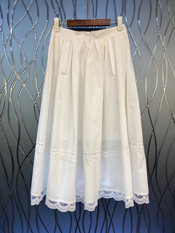 2021 early spring new women's clothing pure color decoration A-line hem lace trim all-match skirt 112
2021 early spring new women's clothing pure color decoration A-line hem lace trim all-match skirt 112