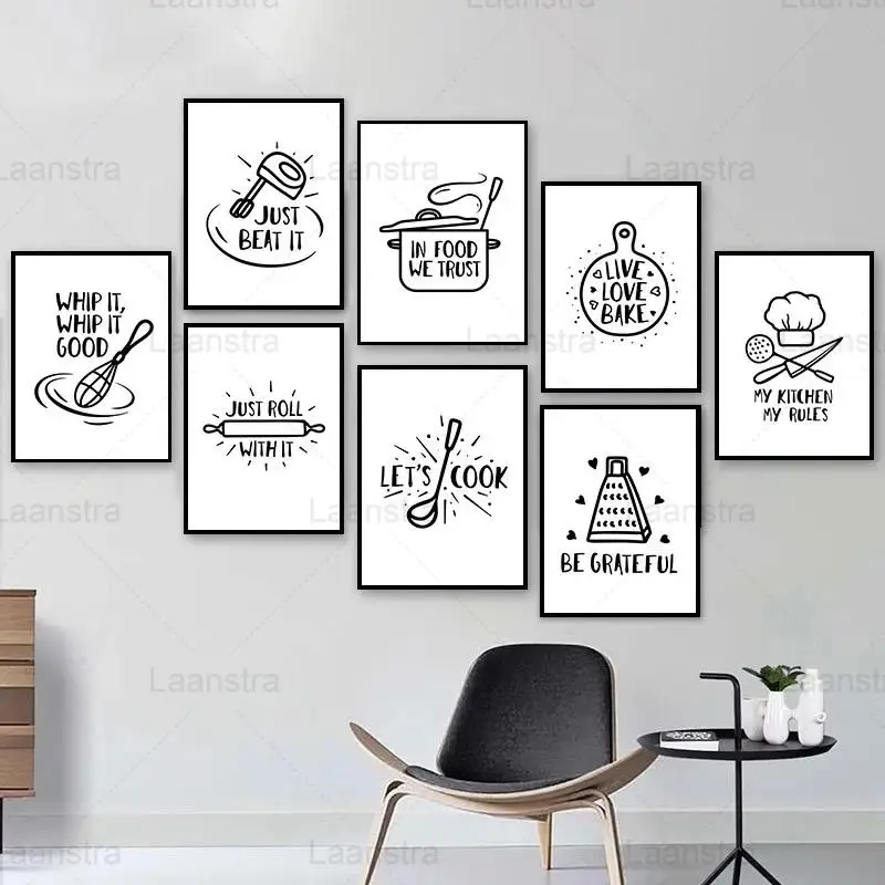 Black White Minimalist Wall Art Cooking Tools Tableware Kitchen Canvas Painting Prints and Posters Kitchen Dining Room Decor
Black White Minimalist Wall Art Cooking Tools Tableware Kitchen Canvas Painting Prints and Posters Kitchen Dining Room Decor