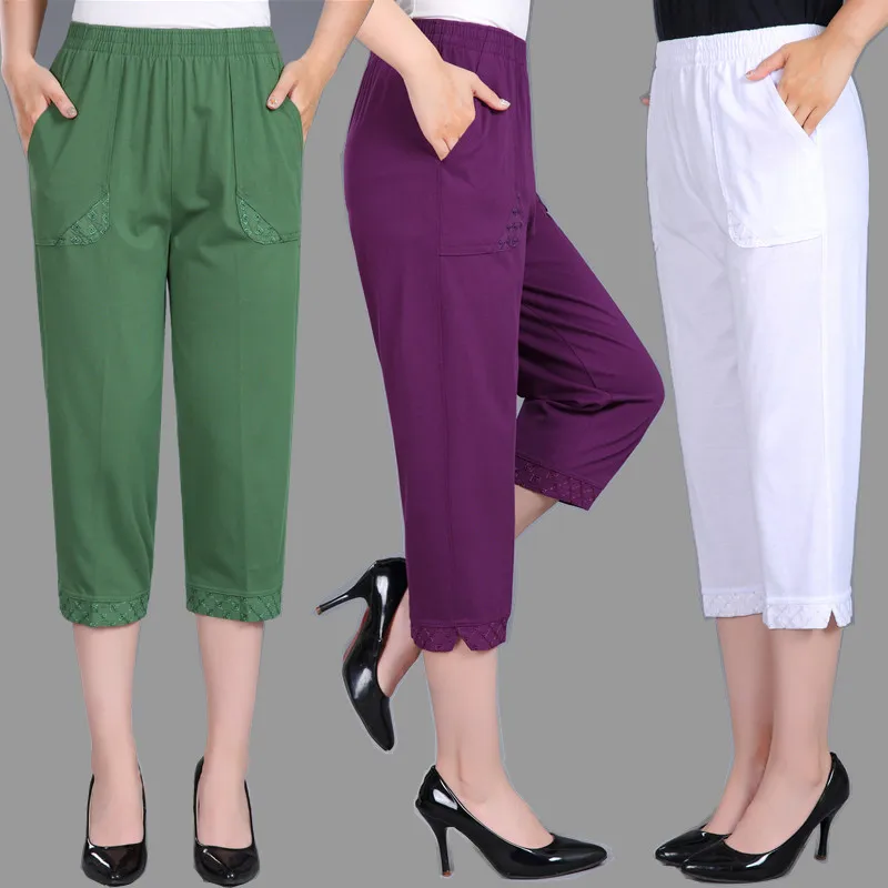 2021 Summer Women Cropped Pants Middle-aged Lady Elastic Waist Loose Casual Pants Plus Size 4XL Cotton Thin Female Sweatpants
2021 Summer Women Cropped Pants Middle-aged Lady Elastic Waist Loose Casual Pants Plus Size 4XL Cotton Thin Female Sweatpants