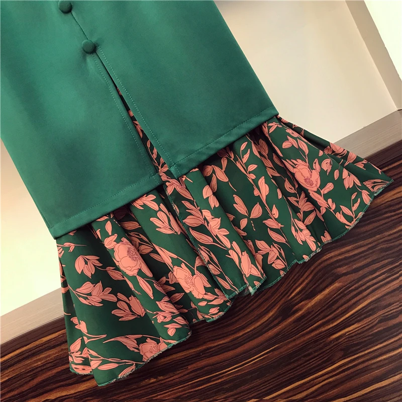 Women Runway Design Elegant Ruffle Bow Collar Printing Shirt Suits High Quality OL Patchwork Single-breasted Mermaid Skirt Suits
Women Runway Design Elegant Ruffle Bow Collar Printing Shirt Suits High Quality OL Patchwork Single-breasted Mermaid Skirt Suits