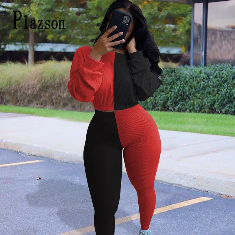 Plazson Patchwork Two Pieces Set Women Long Sleeve O Neck Pullover Sweatsuit Tops And Leggings Casual Tracksuit Slim Streetwear
Plazson Patchwork Two Pieces Set Women Long Sleeve O Neck Pullover Sweatsuit Tops And Leggings Casual Tracksuit Slim Streetwear