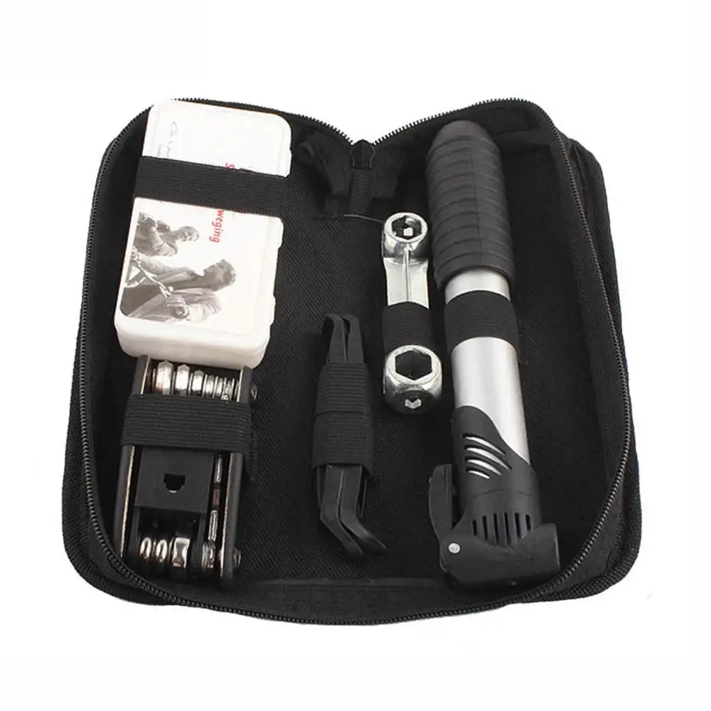 1Set Hot Sale Bicycle Tool Bag Multi-Function Folding Tire Repair Kits Multifunctional Kit Set With Pouch Pump for Bike Bicycle
1Set Hot Sale Bicycle Tool Bag Multi-Function Folding Tire Repair Kits Multifunctional Kit Set With Pouch Pump for Bike Bicycle