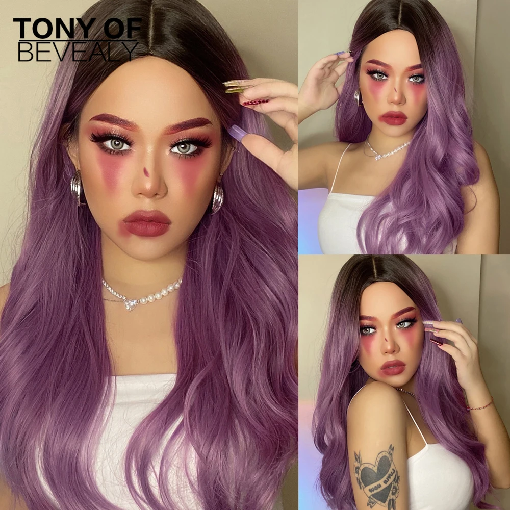 Long Wavy Ombre Purple Natural Hair Wigs Dark Root Heat Resistant Synthetic Wigs for Afro Women Middle Part Cosplay Party Wigs
Long Wavy Ombre Purple Natural Hair Wigs Dark Root Heat Resistant Synthetic Wigs for Afro Women Middle Part Cosplay Party Wigs