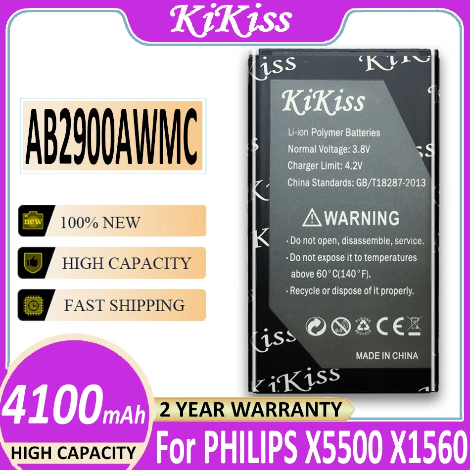 Original KiKiss Battery AB2900AWMC 4100mAh For PHILIPS Xenium X1560 X5500 CTX5500 CTX1560 Mobile Phone Bateria + Tracking Number
Original KiKiss Battery AB2900AWMC 4100mAh For PHILIPS Xenium X1560 X5500 CTX5500 CTX1560 Mobile Phone Bateria + Tracking Number