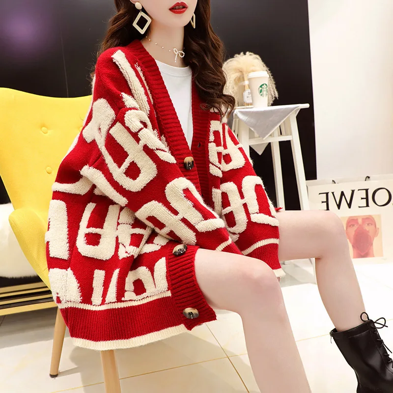 Autumn Winter Women Cardigan Warm Knitted Sweater Jacket Embroidery Fashion Knit Cardigans Coat Lady Loose Jumpers Green Red
Autumn Winter Women Cardigan Warm Knitted Sweater Jacket Embroidery Fashion Knit Cardigans Coat Lady Loose Jumpers Green Red