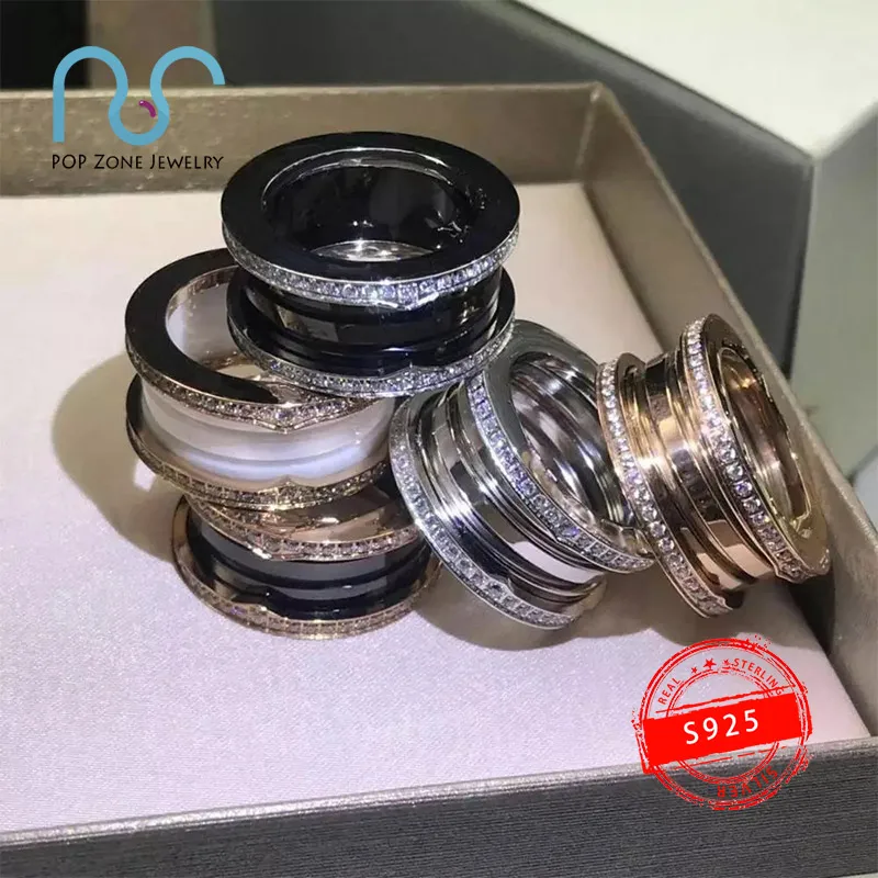 S925 Sterling Silver Ring Brand Zero Ring Black and White Ceramics Spring Double Side Drill Luxury Original With Logo Unisex
S925 Sterling Silver Ring Brand Zero Ring Black and White Ceramics Spring Double Side Drill Luxury Original With Logo Unisex