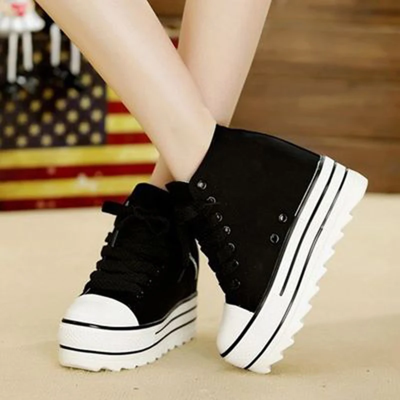 New Womens Platform Lace Up Canvas High Top Sneakers Casual Shoes School Black White Z32
New Womens Platform Lace Up Canvas High Top Sneakers Casual Shoes School Black White Z32