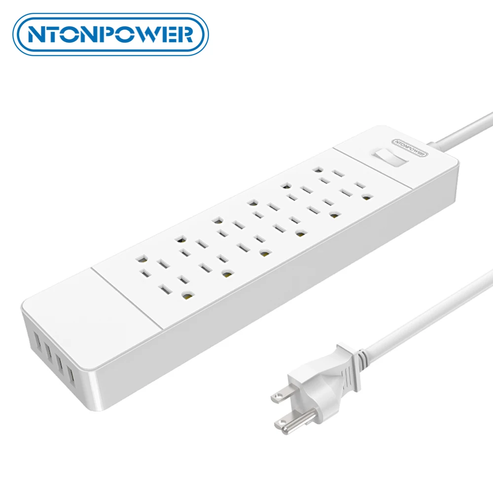 NTONPOWER USP Power Strip Surge Protector US Plug 12 AC Outlets USB Charger 4 Ports, Hanging Slot for Mounted, 1.5M Power Cord
NTONPOWER USP Power Strip Surge Protector US Plug 12 AC Outlets USB Charger 4 Ports, Hanging Slot for Mounted, 1.5M Power Cord
