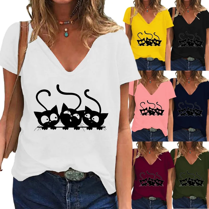 Женская футболка с коротким рукавом и глубоким V-образным вырезом
Женская футболка с коротким рукавом и глубоким V-образным вырезом