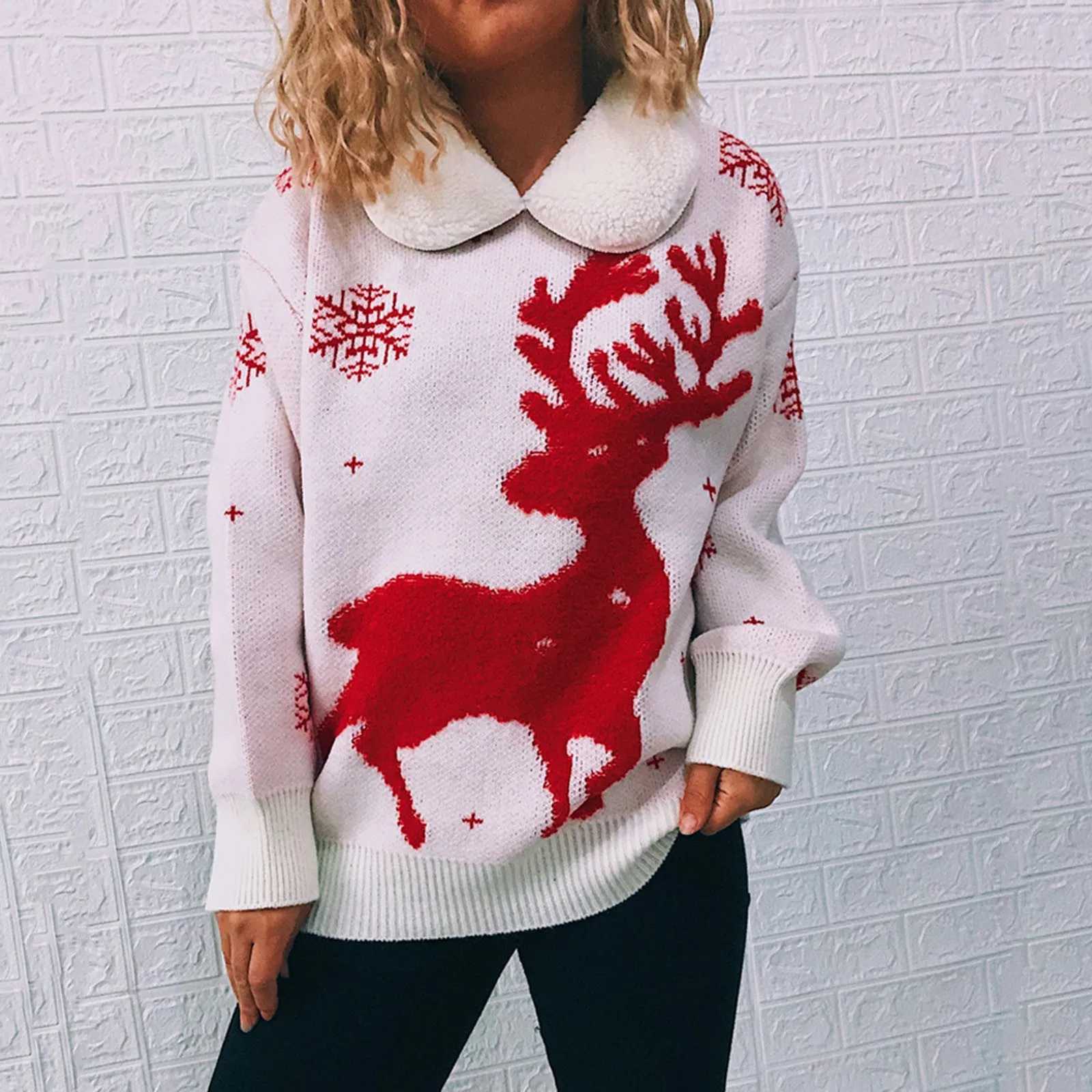 Merry Christmas Elk Printed Sweaters For Womens Long-Sleeved Turndown Collar Pullovers Tops Winter Warm Knitted Jumper Sueter A4
Merry Christmas Elk Printed Sweaters For Womens Long-Sleeved Turndown Collar Pullovers Tops Winter Warm Knitted Jumper Sueter A4