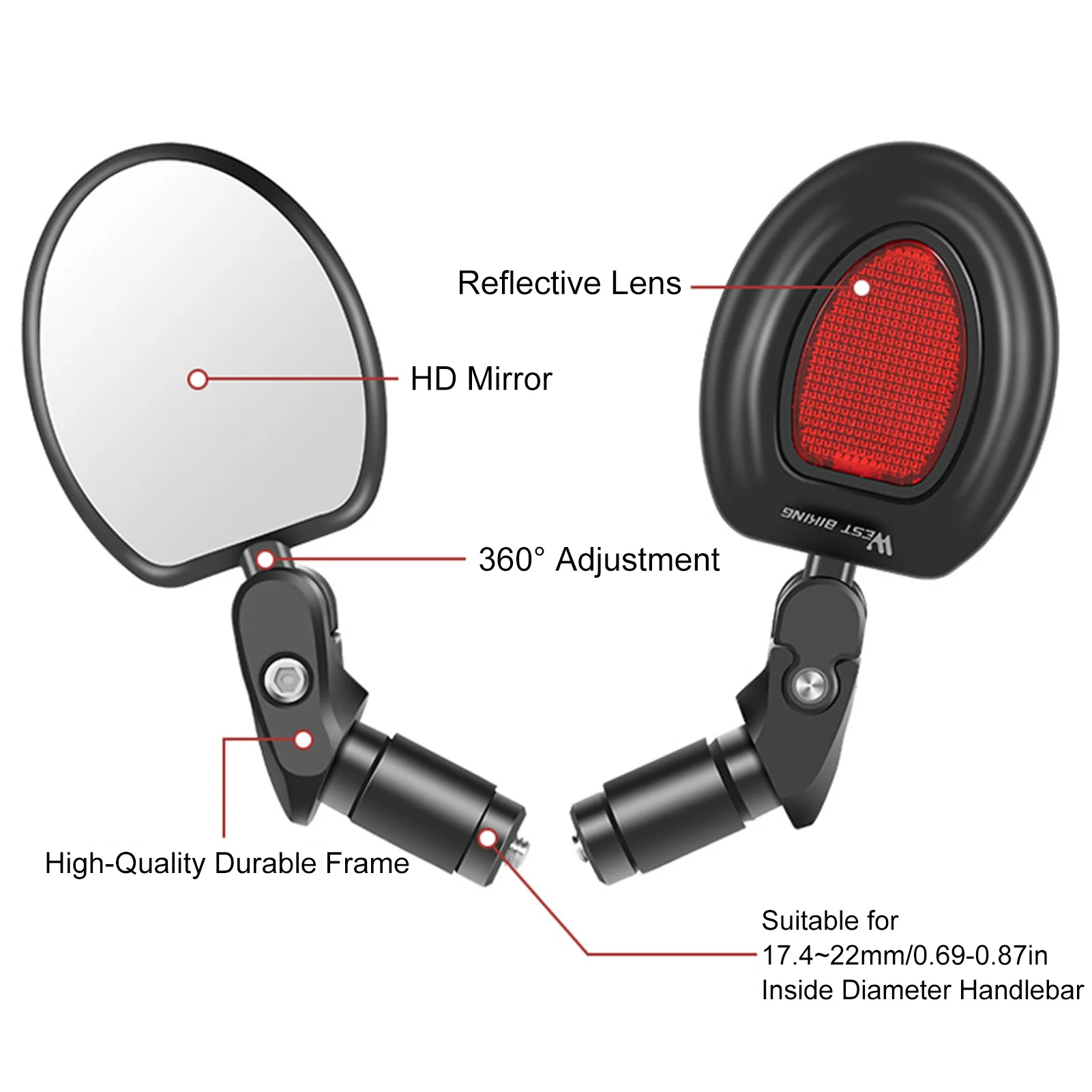 Bike Rearview Mirror Adjustable Wide Angle Cycling Rear View MTB Road Bike Bicycle Handlebar Mirrors
Bike Rearview Mirror Adjustable Wide Angle Cycling Rear View MTB Road Bike Bicycle Handlebar Mirrors