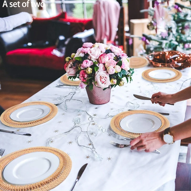 2 Pcs Handmade Rattan Placemat,Round Placemat,Rattan Decoration,Wicker Placemat,for Dining Table,Wedding,Party,BBQ,Etc
2 Pcs Handmade Rattan Placemat,Round Placemat,Rattan Decoration,Wicker Placemat,for Dining Table,Wedding,Party,BBQ,Etc